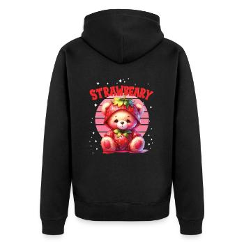 Petit ours kawaii japonais avec des fraises en costume - Veste à capuche bio Premium Unisexe - noir - Dos - Nico (187cm)