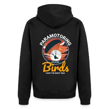 Motorschirmpilot Motorschirm Motorschirm - Unisex Premium Bio Zip Hoodie - Schwarz - Hinten - Nico (187cm)