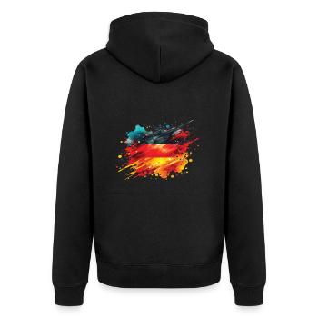Fahne Deutschland Flagge für Sport Fan - Unisex Premium Bio Zip Hoodie - Schwarz - Hinten - Nico (187cm)