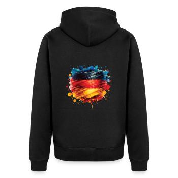 Fahne Deutschland Flagge für Sport Fan - Unisex Premium Bio Zip Hoodie - Schwarz - Hinten - Nico (187cm)