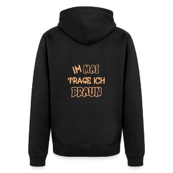 In May I wear brown saying color brown - Unisex Premium Organic Zip Hoodie - black - Back - Nico (187cm)