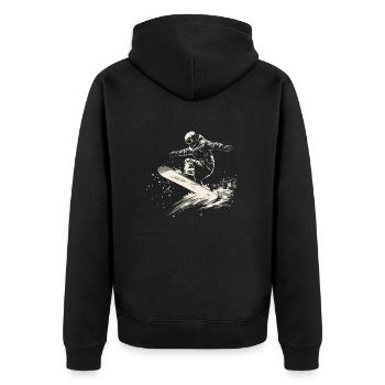 Snowboarder Snowboarding Sprung Schnee - Unisex Premium Bio Zip Hoodie - Schwarz - Hinten - Nico (187cm)