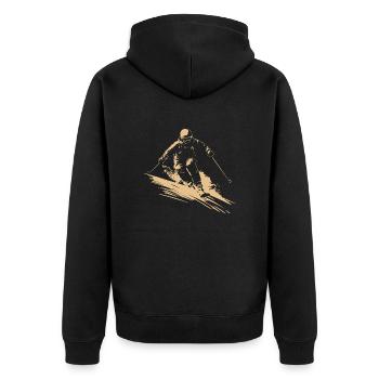 Ski Skifahren Wintersport vintage - Unisex Premium Bio Zip Hoodie - Schwarz - Hinten - Nico (187cm)