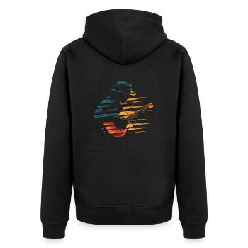 Guitar guitarist retro vintage - Unisex Premium Organic Zip Hoodie - black - Back - Nico (187cm)