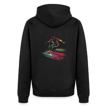 Buntes Skateboard Skating Skateboarding - Unisex Premium Bio Zip Hoodie - Schwarz - Hinten - Nico (187cm)