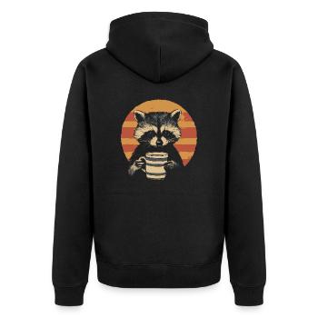 raton laveur avec tasse à café Vintage - Veste à capuche bio Premium Unisexe - noir - Dos - Nico (187cm)