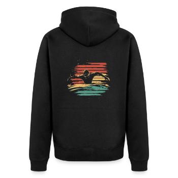 Schwimmen Schwimmer Retro Vintage - Unisex Premium Bio Zip Hoodie - Schwarz - Hinten - Nico (187cm)