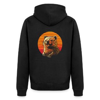 Quokka vintage rieur - Veste à capuche bio Premium Unisexe - noir - Dos - Nico (187cm)