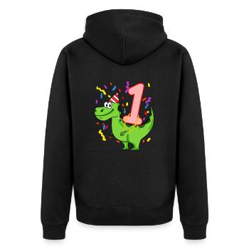 Dinosaurier Geburtstag 1 Jahre alt - Unisex Premium Bio Zip Hoodie - Schwarz - Hinten - Nico (187cm)