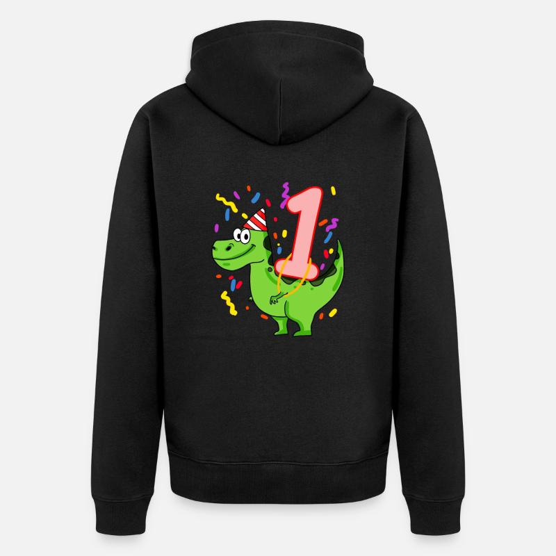Dinosaure anniversaire 1 ans - Veste à capuche bio Premium Unisexe - noir