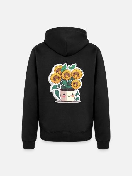 Sunflower Symphony - Unisex Premium Organic Zip Hoodie - black