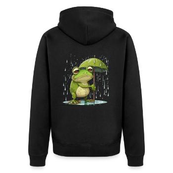 Vertrauensvorschuss - Unisex Premium Bio Zip Hoodie - Schwarz - Hinten - Nico (187cm)