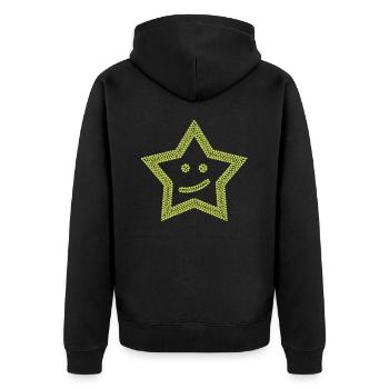 friendly yellow star - Unisex Premium Organic Zip Hoodie - black - Back - Nico (187cm)