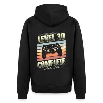 30th Birthday Level 30 Édition limitée complète - Veste à capuche bio Premium Unisexe - noir - Dos - Nico (187cm)