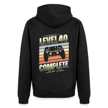 40th Birthday Level 40 Édition limitée complète - Veste à capuche bio Premium Unisexe - noir - Dos - Nico (187cm)