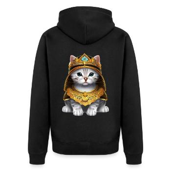 Ägyptischer Pharao Katze - Unisex Premium Bio Zip Hoodie - Schwarz - Hinten - Nico (187cm)