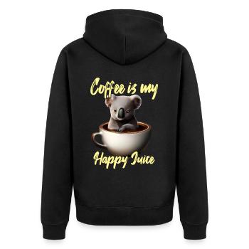 Cozy koala in the coffee cup - Unisex Premium Organic Zip Hoodie - black - Back - Nico (187cm)