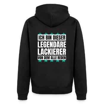 Ich bin dieser legendäre Lackierer - Unisex Premium Bio Zip Hoodie - Schwarz - Hinten - Nico (187cm)