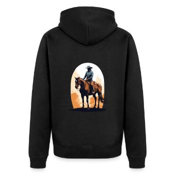 Western Aesthetic Horse Rider Streetwear - Unisex Premium Organic Zip Hoodie - black - Back - Nico (187cm)