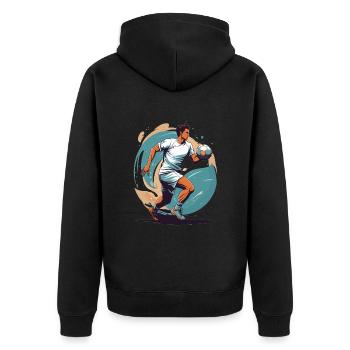 Handball Player Streetwear Iconic Style Design - Unisex Premium Organic Zip Hoodie - black - Back - Nico (187cm)