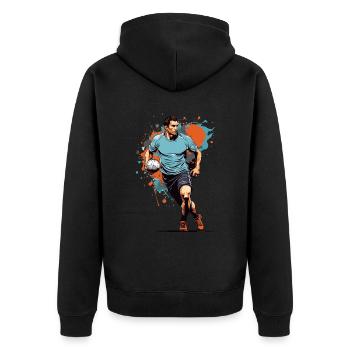 Handball Player Streetwear Iconic Style - Unisex Premium Organic Zip Hoodie - black - Back - Nico (187cm)