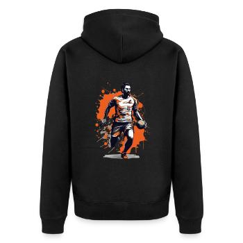 Handball Player Streetwear Iconic Style - Unisex Premium Organic Zip Hoodie - black - Back - Nico (187cm)