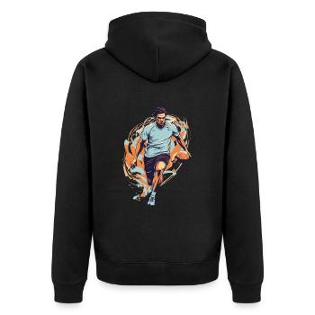 Handball Player Streetwear Iconic Style - Unisex Premium Organic Zip Hoodie - black - Back - Nico (187cm)
