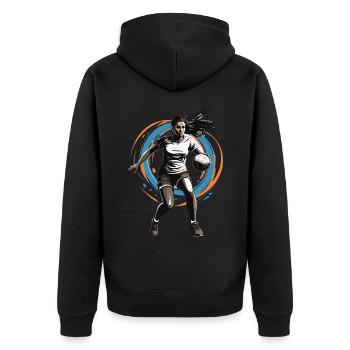 Handball player streetwear Iconic style - Unisex Premium Organic Zip Hoodie - black - Back - Nico (187cm)