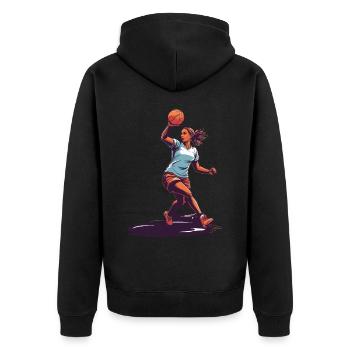 Handball player streetwear Iconic style - Unisex Premium Organic Zip Hoodie - black - Back - Nico (187cm)