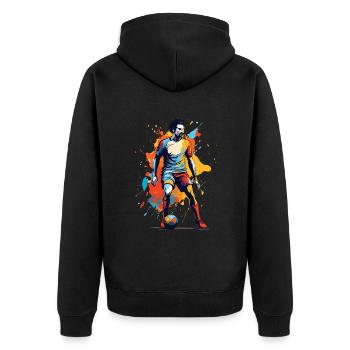 Football Esthétique Streetwear Design Iconique - Veste à capuche bio Premium Unisexe - noir - Dos - Nico (187cm)