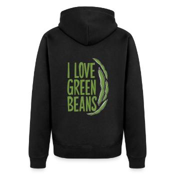 Grüne Bohnen - Unisex Premium Bio Zip Hoodie - Schwarz - Hinten - Nico (187cm)