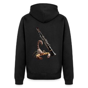 Skorpion Klarinette - Unisex Premium Bio Zip Hoodie - Schwarz - Hinten - Nico (187cm)