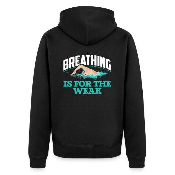 Schwimmen Humor Lustiger Schwimmer - Unisex Premium Bio Zip Hoodie - Schwarz - Hinten - Nico (187cm)