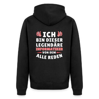 Ich bin dieser legendäre Informatiker - Unisex Premium Bio Zip Hoodie - Schwarz - Hinten - Nico (187cm)