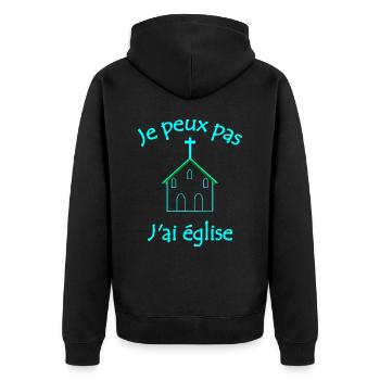 Je peux pas j ai église - Veste à capuche bio Premium Unisexe - noir - Dos - Nico (187cm)