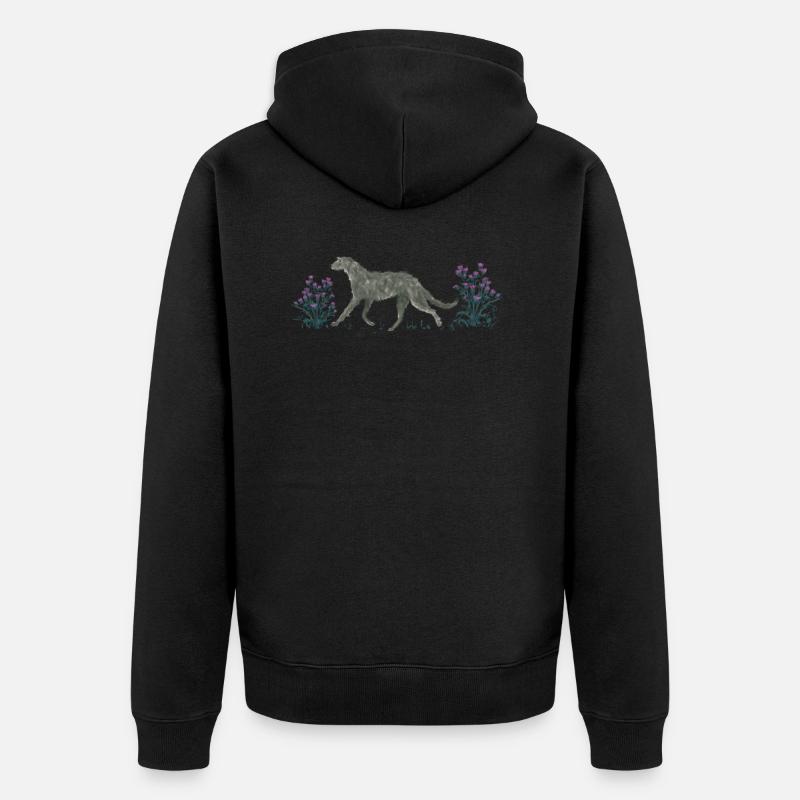 Cerf et chardons - Veste à capuche bio Premium Unisexe - noir