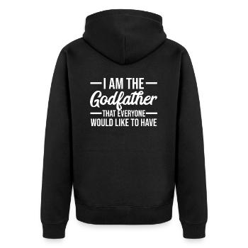 Godfather Godchild Godfather Daughter - Unisex Premium Organic Zip Hoodie - black - Back - Nico (187cm)