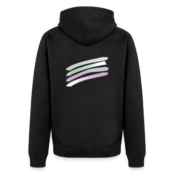 Streifen in Pastellfarben - Unisex Premium Bio Zip Hoodie - Schwarz - Hinten - Nico (187cm)