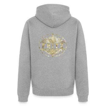 Fritz - Unisex Premium Bio Zip Hoodie - Grau meliert - Hinten - Nico (187cm)