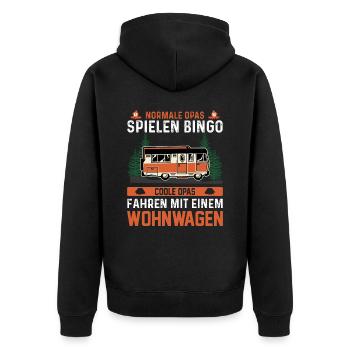 Normale Opas spielen Bingo, coole Opas fahren m... - Unisex Premium Bio Zip Hoodie - Schwarz - Hinten - Nico (187cm)