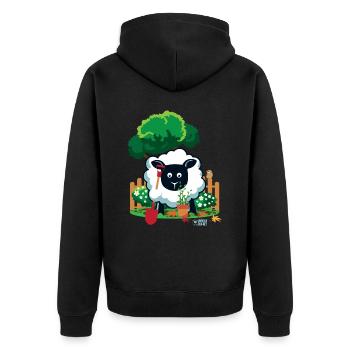 Mutterschafe mögen Gartenarbeit? - Unisex Premium Bio Zip Hoodie - Schwarz - Hinten - Nico (187cm)