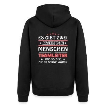 Teamleiter Geschenk - zwei Arten von... Design - Unisex Premium Bio Zip Hoodie - Schwarz - Hinten - Nico (187cm)