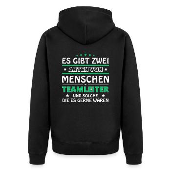 Teamleiter Geschenk - zwei Arten von... Design - Unisex Premium Bio Zip Hoodie - Schwarz - Hinten - Nico (187cm)