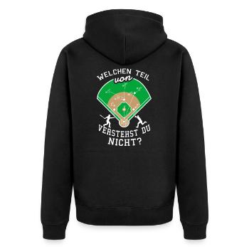 Baseball Strategie Baseballspieler - Unisex Premium Bio Zip Hoodie - Schwarz - Hinten - Nico (187cm)