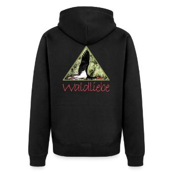 wald 8 waldliebe mit schwarzstorch - Unisex Premium Bio Zip Hoodie - Schwarz - Hinten - Nico (187cm)