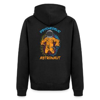 Psychedelic Astronaut Mushroom Space - Unisex Premium Bio Zip Hoodie - Schwarz - Hinten - Nico (187cm)