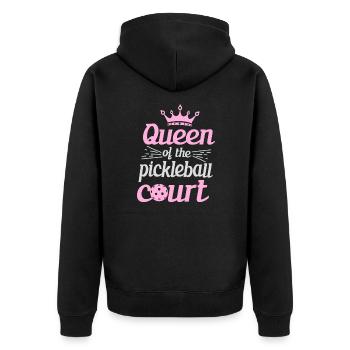 Queen Of Hte Pickleball Court - Unisex Premium Bio Zip Hoodie - Schwarz - Hinten - Nico (187cm)