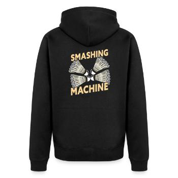 Smashing Machine Drôle de badminton Shuttlecock - Veste à capuche bio Premium Unisexe - noir - Dos - Nico (187cm)