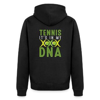 Tennis Is In My DNA Funny Tennis Player - Unisex Premium Bio Zip Hoodie - Schwarz - Hinten - Nico (187cm)