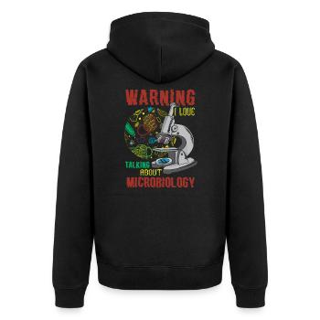 Avertissement J’adore parler de microbiologie Lab Tech - Veste à capuche bio Premium Unisexe - noir - Dos - Nico (187cm)